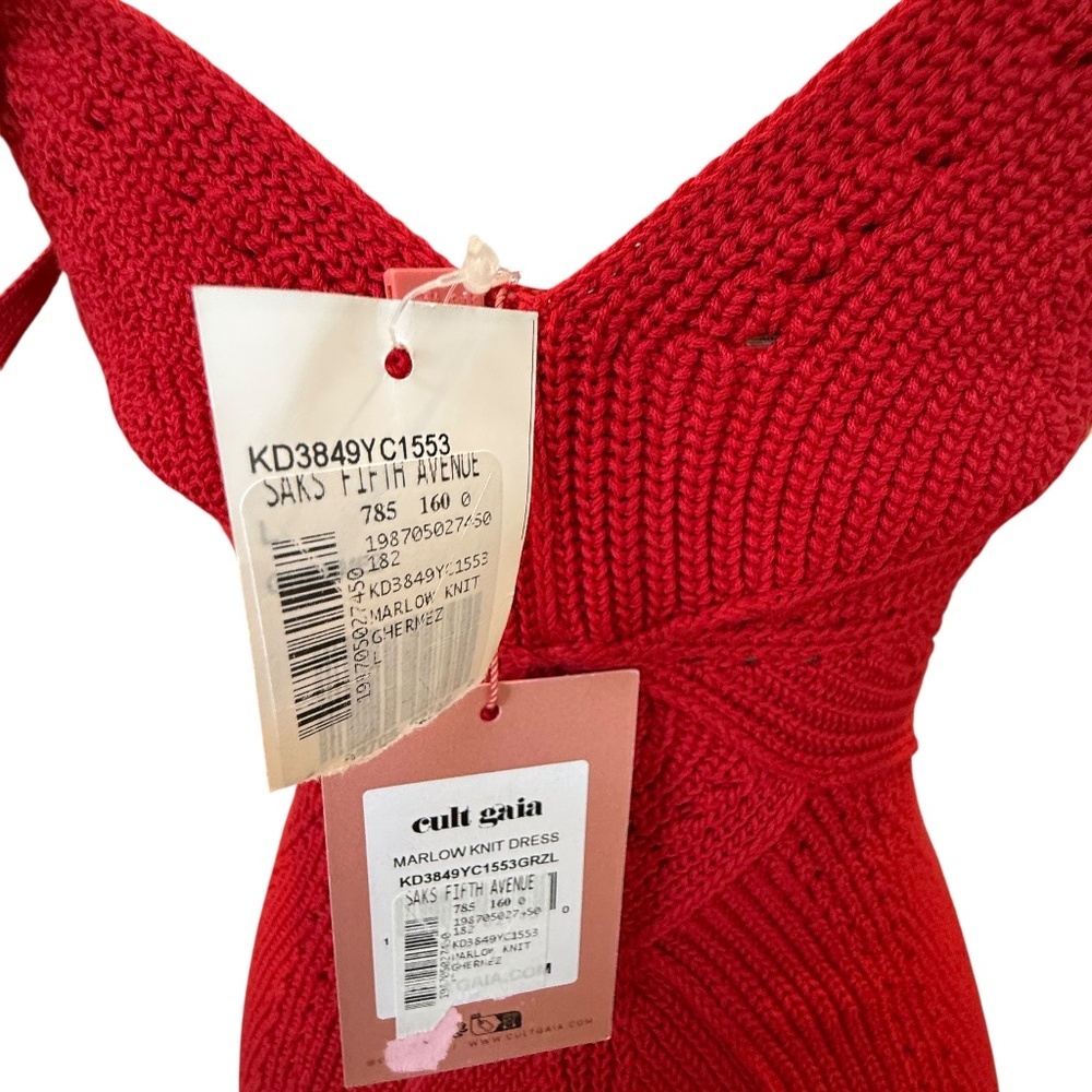 Cult Gaia Women's Marlow Knit Cotton Minidress Ghermez L NWT - Picture 9 of 11